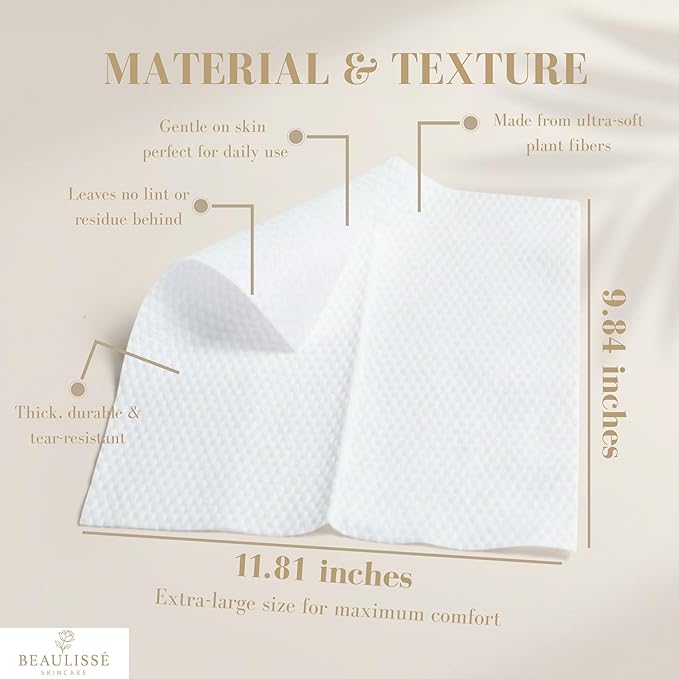 BEAULISSÉ™ Disposable Face Towel - Facial Towels Disposable - Face Towels - Face Cloth - Clean Towels XL - Make Up Towels for Face - Skin Towels - Dry face Wipes