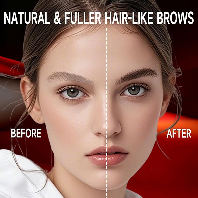 DUDUDU Eyebrow Pencil for Women - Microblading Eyebrow Pen with Dual-Ended Design featuring 2-Fork Tip & Fine Single Brush-Tip, Waterproof, Creates Natural Hair-Like Strokes, Long-Lasting Black