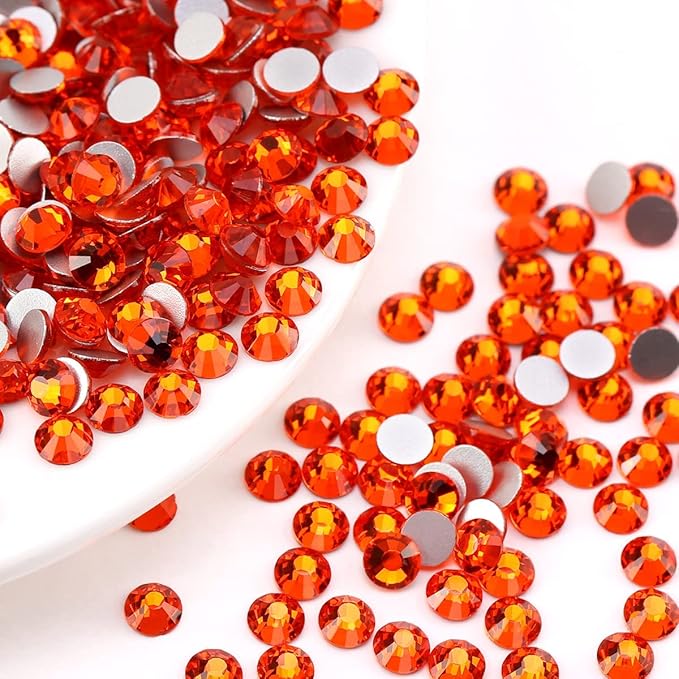 Novani Rhinestones 1440pcs SS8 Glass Rhinestones Crystal Flatback Gemstones for Crafts Nails Makeup Bags and Shoes Decoration（SS8, Orange）