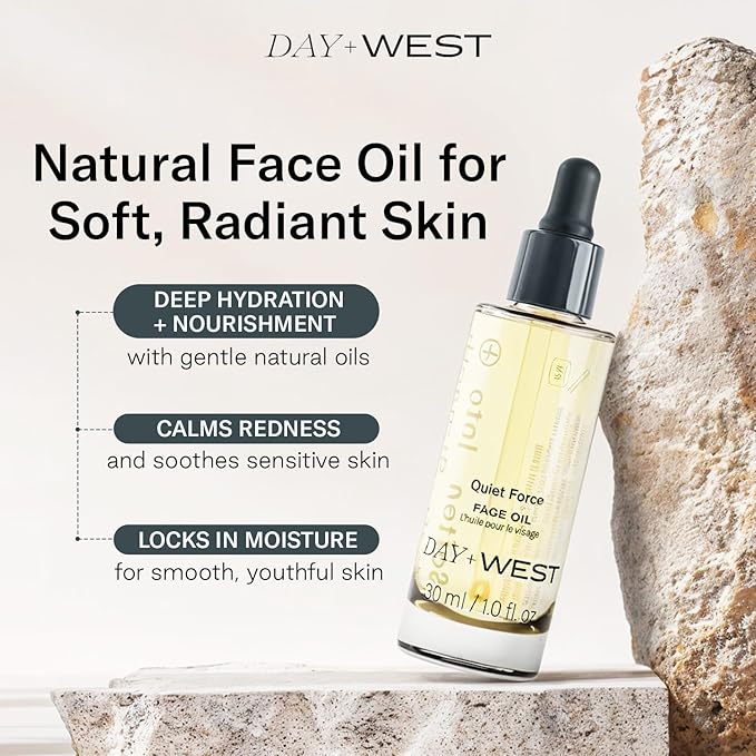 Day+West Hydrating Face Oil for Women – Rosehip & Squalane Oil for Sensitive Skin, Gentle Moisturizing Vitamin C, Natural & Essential Oils for Gua Sha Use, Healthy Glowing Skin Care -30ml