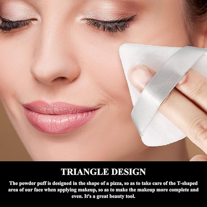 Maitys 12 Pcs Powder Puff Triangle for Face Makeup Cosmetic Loose Powder Puff Velour Soft Body Washable Reusable Foundation Sponge Wet Dry Makeup Tool for Women(Small,White)