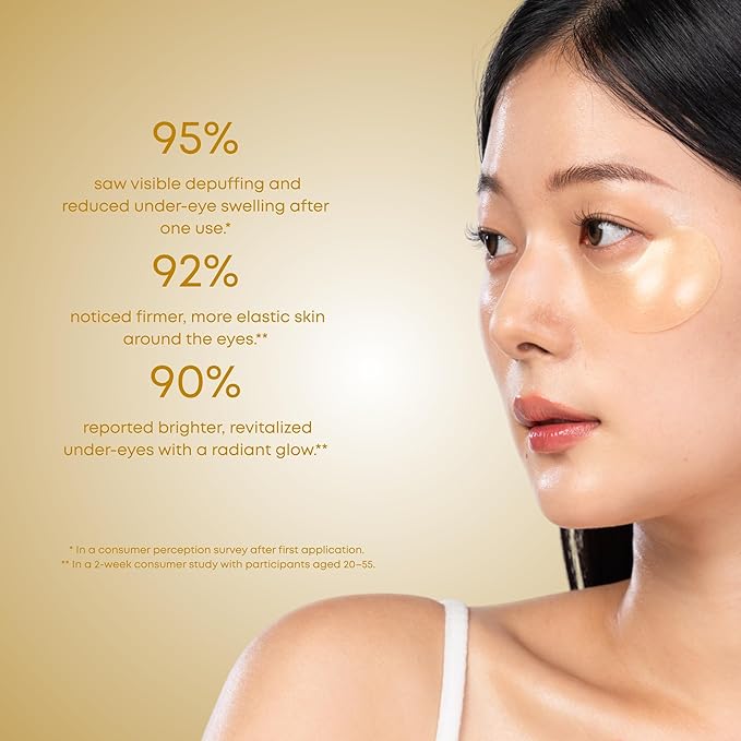 Lunair Gold & Collagen Hydrogel Eye Patch – Depuffing, Firming & Hydrating Under-Eye Treatment for Dark Circles & Fine Lines (60 Patches)