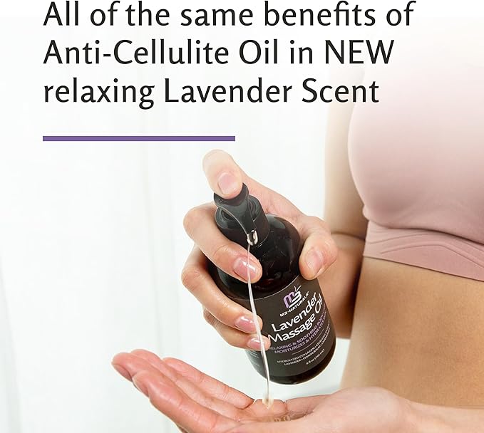 Lavender Sensual Massage Oil with Collagen and Stem Cells, Skin Tightening Therapy for Bum, Thighs, and Belly, Fast-Absorbing Cellulite Oil, 8 fl oz by M3 Naturals