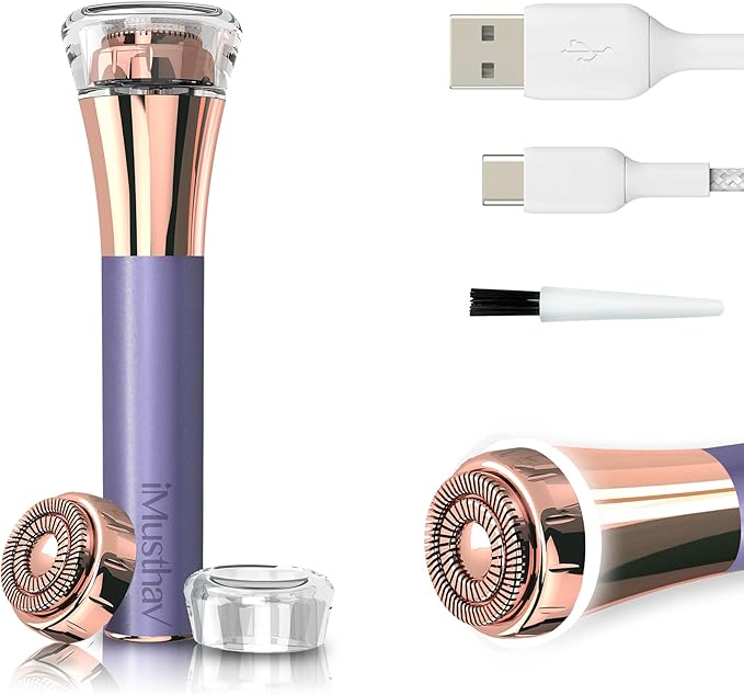 iMusthav Facial Hair Remover for Women | 18K Gold 20mm Dual Ring Head | 360° LED Light USB Rechargeable