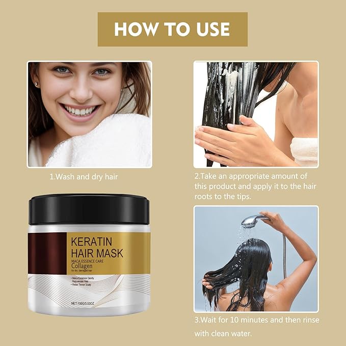 Mijaution Collagen Hair Mask for Damaged Hair - Deep Repair Conditioning Argan Oil Treatment for Curly or Straight Thin Fine Hair 100ml