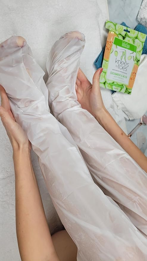 ToGoSpa, Knees To Toes, Foot Mask For Dried Cracked Feet, Exfoliating Moisturizing Foot Mask Socks With Cucumber And Melon, Encourage Deep Relaxation