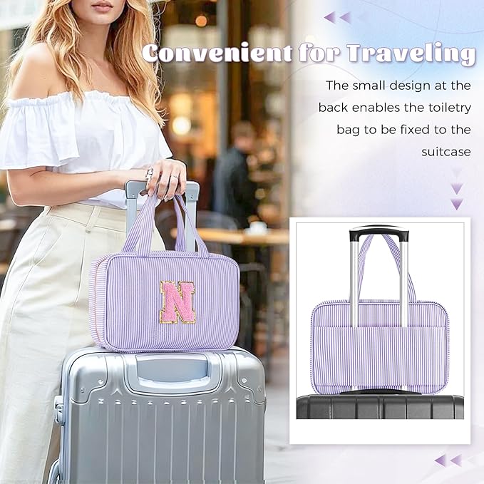 Travel Toiletry Bag Cosmetic Bag Skin Care Bag Cute Makeup Bag Sister Wife Friend Engagement Wedding Gifts for Women Tween Girls Trendy Stuff Thank You Gift - Lavender,N
