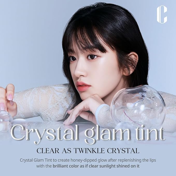 CLIO CRYSTAL GLAM TINT (009 BARE PEACH), Glossy Finish, Lightweight, Buildable, Glass-Like