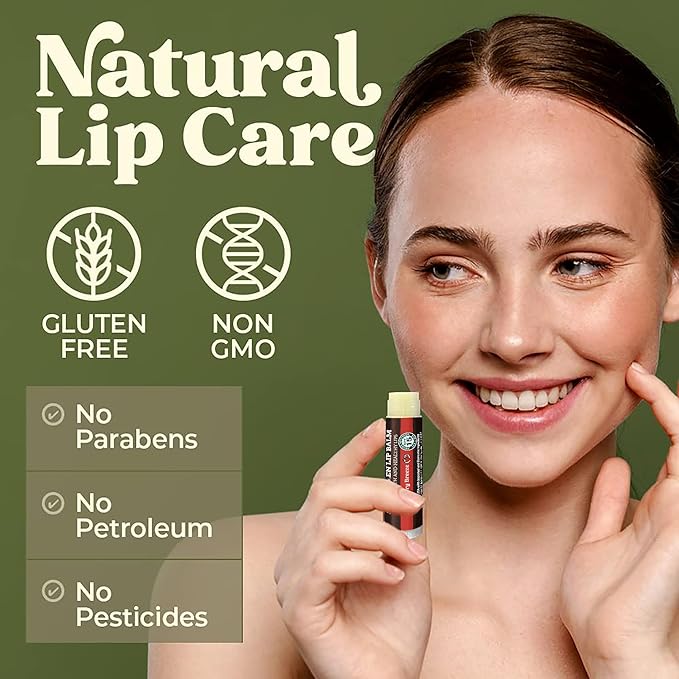 Earth's Daughter SPF Lip Balm 4-Pack Strawberry Flavor - Lip Sunscreen, SPF 15, Organic Ingredients, Beeswax, Coconut Oil, Vitamin E - Hypoallergenic, Paraben Free, Gluten Free