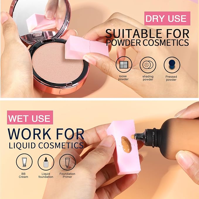 Teenitor 48 Pieces Makeup Sponge Blender For Face Curve Blending, Latex Free Small Wedge Shaped Smooth Apply Beauty Sponge Applicator For Liquid Cream Foundation Festival Makeup