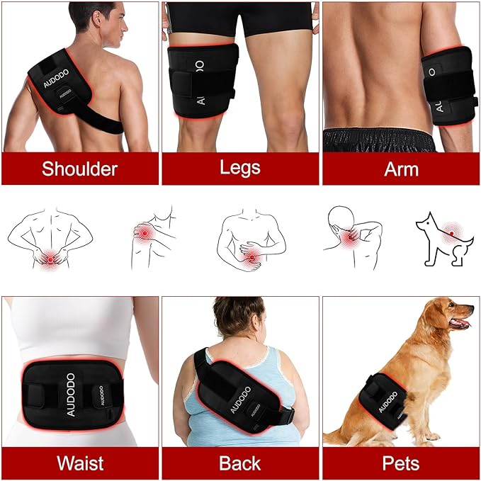 Red Light Therapy for Body, Infrared Light Therapy for Body, Red Light Therapy Belt with Timer, 660nm&850nm Portable Heating Light Pad, Redlight Therapy for Back Shoulder Knee Hands