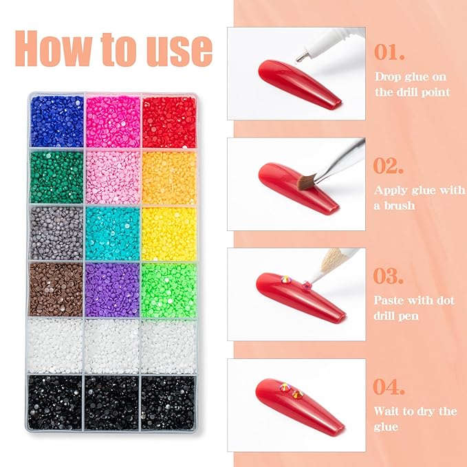 36000Pcs 3mm Candy Resin Rhinestones Kit- Resin Mixed Color Rhinestones for Nail Clothes Shoes Tumblers Decoration Flat Back Round