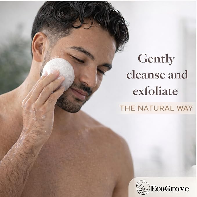 EcoGrove Konjac Face Sponge – Natural Luxury Facial Cleansing Puff, Soft Exfoliating Sponge for Sensitive Skin, Plant-Based Makeup Remover, Biodegradable, Dye-Free, Fragrance-Free, Sulfate-Free