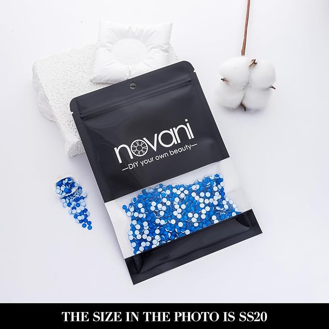 Novani 3000 Pieces Flatback Rhinestones Glass Round Gems Neon-Blue Crystals for Nail Art DIY Crafts Clothes Shoes,SS20,4.6-4.8mm