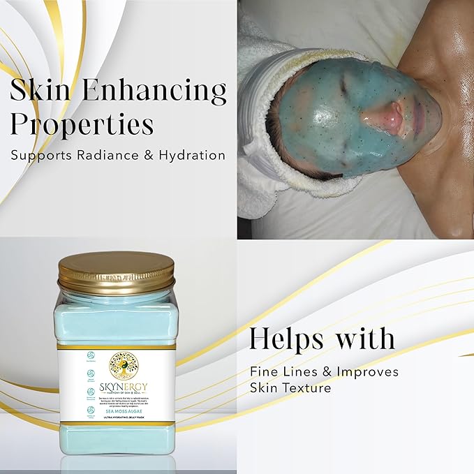 Sea Moss Algae Jelly Mask - Professional Grade Hydro Glo Peel Off Mask for Skin Hydration, Soothing Skin Glow - Suitable for All Skin Types, Vajafacial Jelly Mask | 12 Applications (30 Fl Oz)