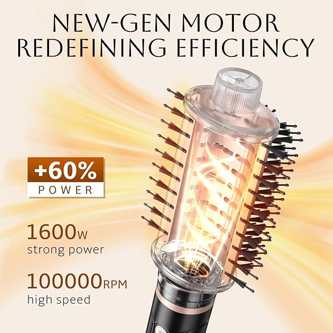 slopehill 6X High Speed Hair Dryer Brush Blow Dryer, 50m/s,1600W & 100000RPM Fast Drying, Straightening, Volumizing & Curling, Hot Air Blowout Brush with Millions Ions & 8 Modes for Less Frizzy