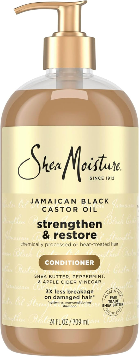 SheaMoisture Strengthen & Restore Conditioner Jamaican Black Castor Oil for Damaged Hair Paraben-Free 24 oz