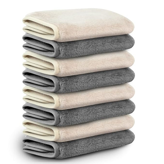 Nugilla Makeup Remover Cloths, 8 Packs Makeup Remover Towels Reusable Face Wash Cloth, Soft Makeup Removal Microfiber Face Cloth for Women(Beige/Cool Grey)