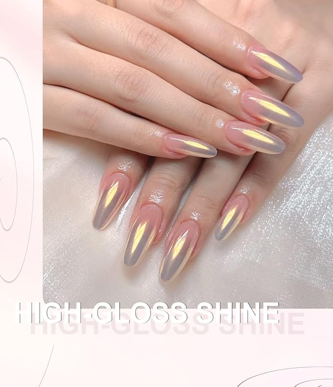 BISHENGYF 6Pcs Chrome Nail Powder Set - Metallic Mirror Effect Holographic Nail Powder Gold Silver White Nail Chrome Powder for Nails Art Decoration