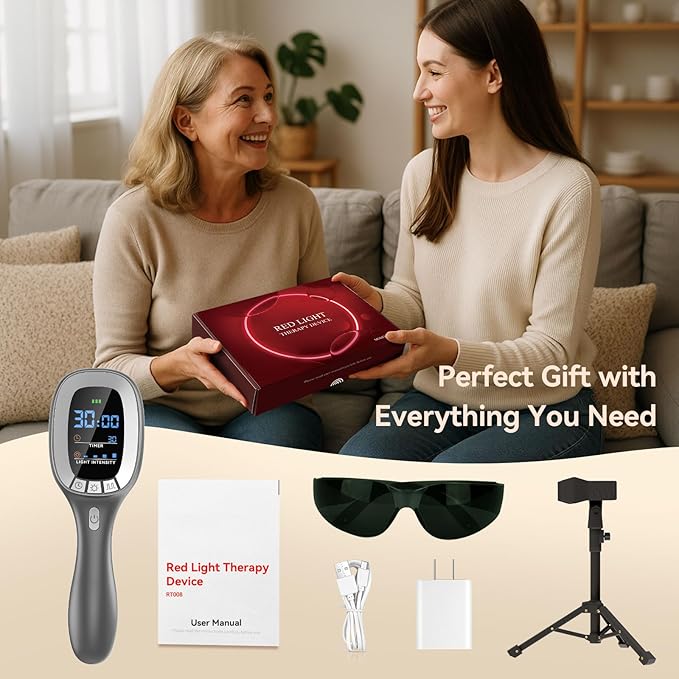 Cold Red Light Therapy Device – Dual Wavelength 4×808nm & 34×650nm Red Light Therapy Wand – Handheld Infrared Light Therapy for Body, Knee, Shoulder, Back, Muscles, Joints and Pets