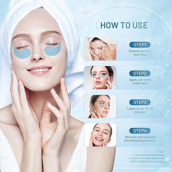 Under Eye Patches Masks - Reduce Puffy Eyes, Dark Circles,Undereye Bags, Wrinkles,Infused Peptide Collagen and Hyaluronic Acid,Vegan Cruelty-Free Self Care