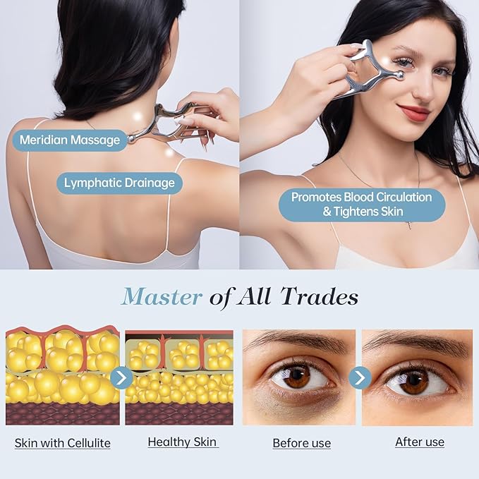 Gua Sha Tool with Handle,5in1 Scalp Massage Tool for Head&Face&Body, Protable Scalp Comb Guasha Tool for Deep Relaxation and Relieving Fatigue & Pain, Acupressure and Trigger Point Tool for SPA