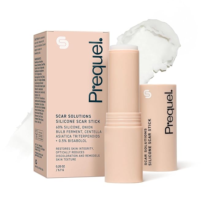 Prequel Skin Scar Solutions 60% Silicone Scar Stick. Thick Solid Velvety Film for Scars. Formula Infused with Centella Asiatica Extracts and Vitamin E. Soothing and Occlusive