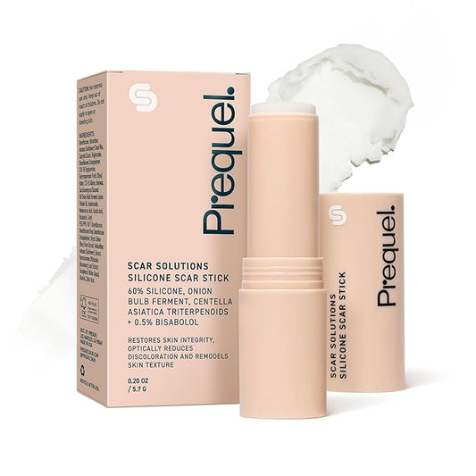 Prequel Skin Scar Solutions 60% Silicone Scar Stick. Thick Solid Velvety Film for Scars. Formula Infused with Centella Asiatica Extracts and Vitamin E. Soothing and Occlusive