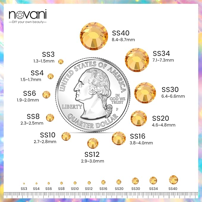 Gold Yellow Rhinestones Flatback Rhinestone for Crafts Glass Nail Rhinestones Nail Gems Crystals for Makeup Bags Shoes Decoration DIY(SS6,1440pcs,Gold Yellow)