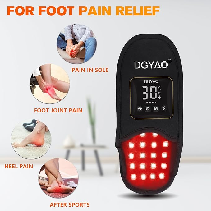 TUOB Red Light Therapy for Foot Pain Relief, Near Infrared Light Therapy Device with 4000 mAh Battery, Red Infrared Light Foot Therapy Double Side Pad Slipper Full Cover Feet Toes Instep