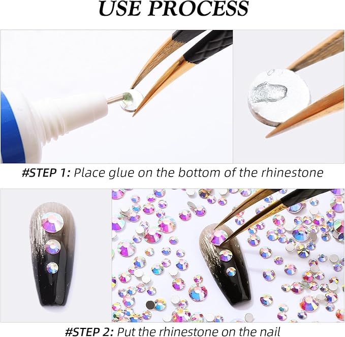 Meibite Crystal AB Flatback Rhinestones, Glass Rhinestones for Nail Art and Craft, Glue Fix, Loose Crystal Gemstones(Crystal AB, SS12, 2880pcs, 2.9-3.0mm)