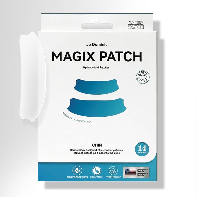 MAGIX PATCH Large Invisible Acne Patches by Jo Dominic – Hydrocolloid Chin Pimple Patches for Face – Absorbs Oil, Zits & Blemishes, Vegan-Friendly (16 Count, 2 Size)