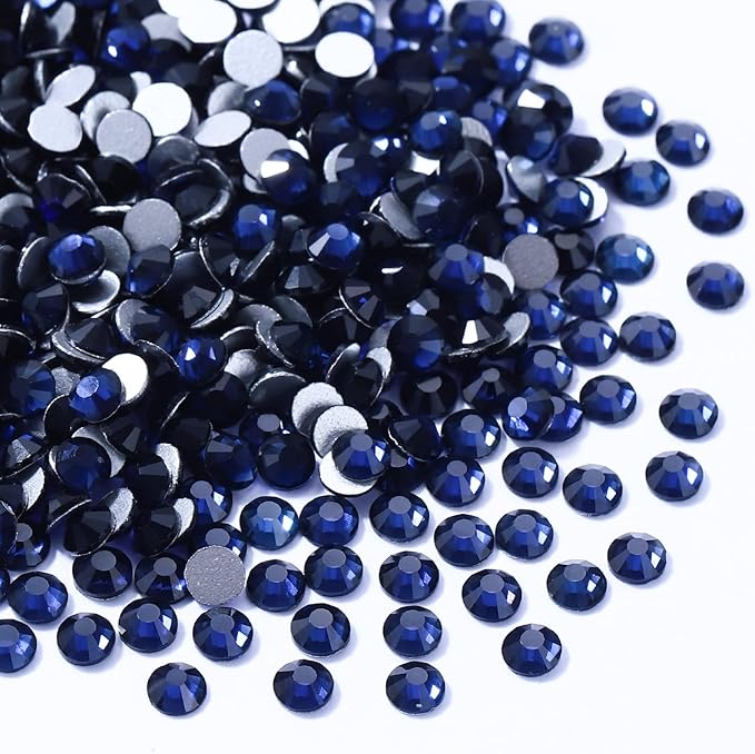 Meibite Montana Flatback Rhinestones, Glass Rhinestones for Nail Art and Craft, Glue Fix, Loose Crystal Gemstones(Montana, SS8, 1440pcs, 2.3-2.5mm)