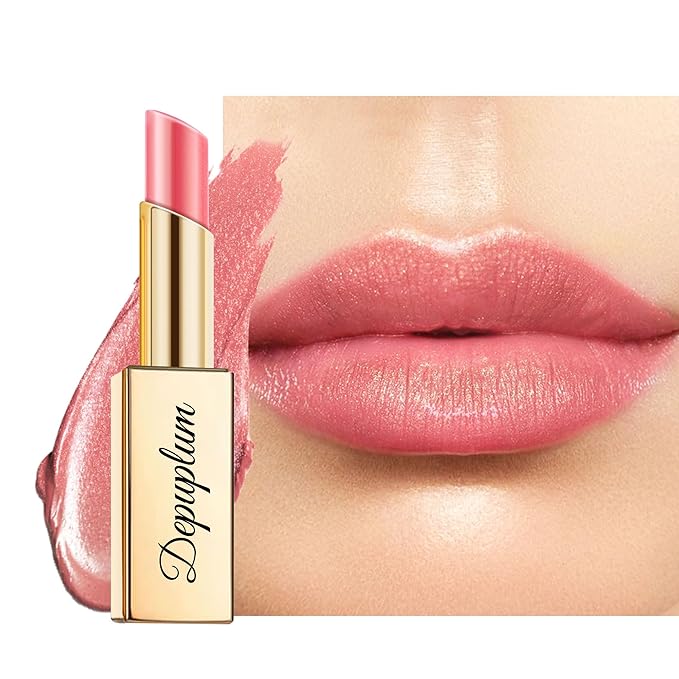 Depuplum Nude Pink Lipstick Moisturizing for Women Shimmer Tinted Lip Balm Hydrating Nourishing Lip Gloss Vegan& Cruelty Free Lip Makeup, ZG114 New Moon
