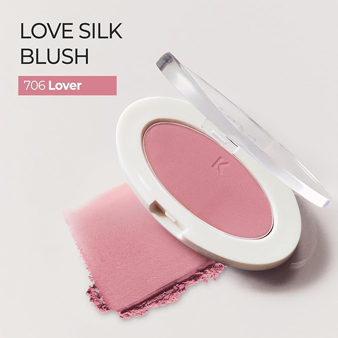 Laka Love Silk Blush, Radiant Powder Blush, Silky, Buildable Color with a Natural Glow, Long Lasting, Moisturizing Formula for a Fresh, Flushed Look, K-Beauty (#706 Lover)