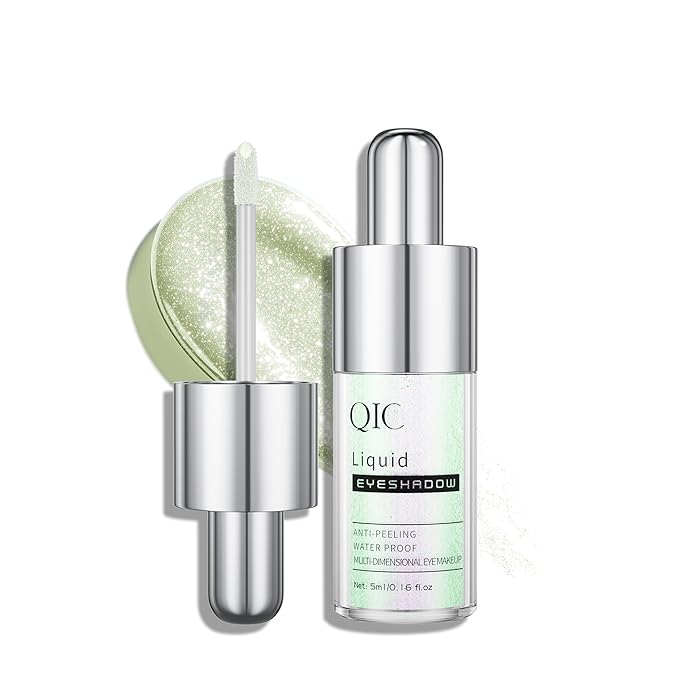 QIC Liquid Glitter Eyeshadow, Metallic & Shimmer Finish, Long Lasting, Non-Creasing, Smudge-proof, Lightweight Formula Liquid Eyeshadow for All Skin Tones, Buildable Color (08 Mint Green)