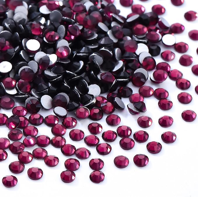 Meibite Purple Flatback Rhinestones, Glass Rhinestones for Nail Art and Craft, Glue Fix, Loose Crystal Gemstones(Purple, SS4, 1440pcs, 1.5-1.7mm)