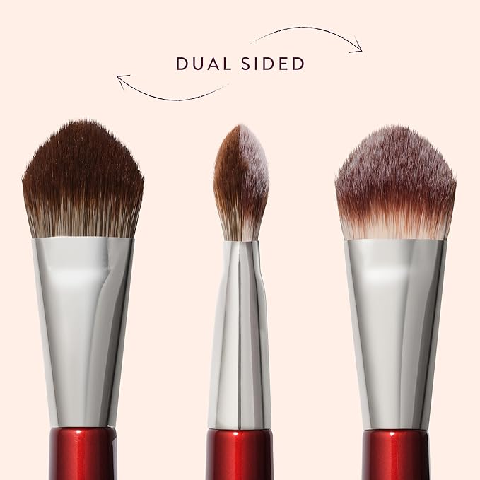 BK BEAUTY 114 DUAL-SIDED CONCEALER BRUSH – Precision Concealer & Powder Makeup Brush for Under-Eyes, Blemishes, and Touch-Ups, Soft Vegan Bristles
