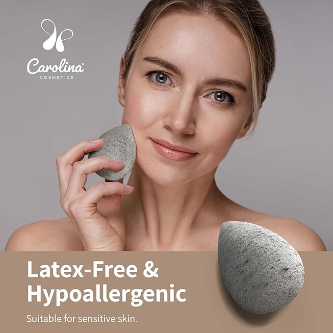 Carolina Cosmetics - Beauty Blender, Plant-Based Makeup Sponge - Soft, Reusable, Latex-Free, Made with Coconut Husk Powder for Foundation & Concealer - Pack of 2