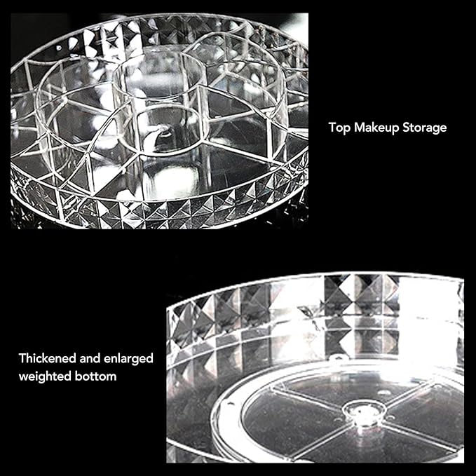 goodstumbler 360 Degree Rotation Rotating Makeup Organizer Transparent Stable Base Cosmetic Storage Box for Lipstick Skincare Beauty Vanity Countertop Organizer Transparent PS Material