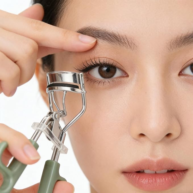 Professional Eyelash Curler,1 Count Eyelash Curlers, Eyelash Curler with Pads, Pain-Free Lash Curler with Non-Slip Handle, Gentle for Sensitive Eyes, Fits All Eye Shapes (Green)