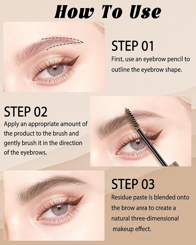 Pink Tinted Eyebrow Gel, 2 Pcs Long Lasting Waterproof Eye Brow Tinting Kit, Smudgeproof Transfer-Proof Eyebrow Mascara Glue, Ultra-Fine Brush Brow Filler Stain, Christmas Makeup Gifts for Women-02