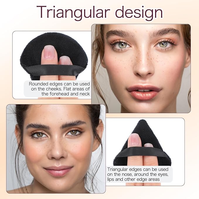 150Pcs Triangle Powder Puff Bulk- 2.75" Soft Washable Face Makeup Puff for Face Powder -Loose Velour Setting Powder Sponges for Body Face Cosmetic, Wet Dry Foundation Makeup Tools