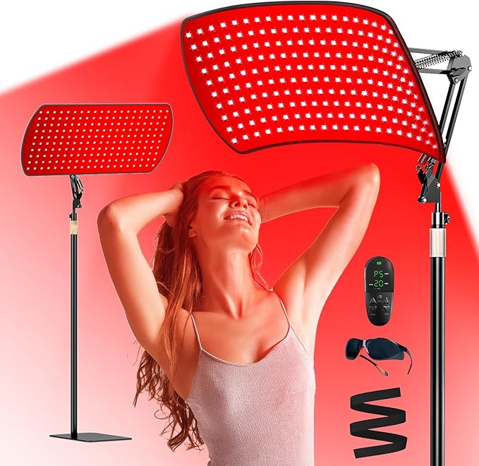 Red Light Therapy for Face and Body, Upgraded 3 in 1 200 LEDs Infrared Light Therapy Lamp with Stand, 660nm 850nm Infrared Lights Panel with Timer & Remote Control, Portable Therapy Device at Home