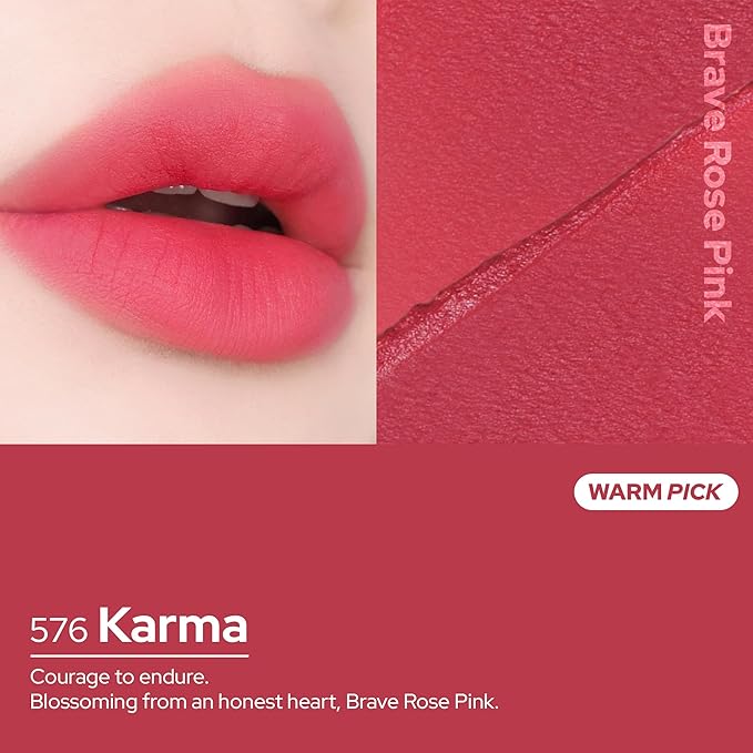 Unseen Blur Soft-matte Lip Tint Long-Lasting Stain, Blendable 3.2g, Holiday Stocking Stuffer, Winter Makeup Essentials (576 Karma, 0.11 oz)