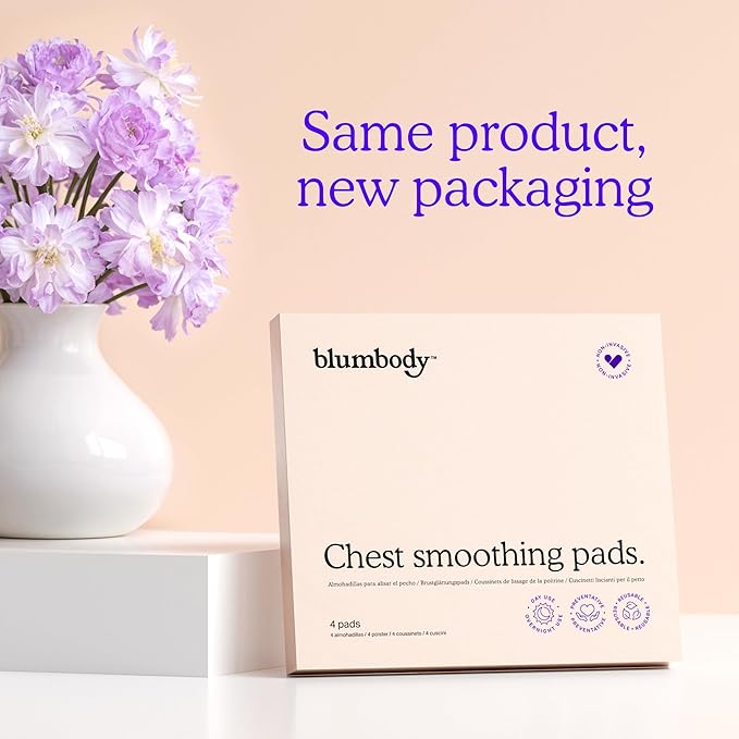 BLUMBODY Chest, Neck Wrinkle Pads – Anti-Wrinkle Silicone Patches Skin Firming, Smoothing – Reusable Overnight Pad – Anti-Aging Crepe Erase Pads – Neck, Décolleté (1-Month Supply)