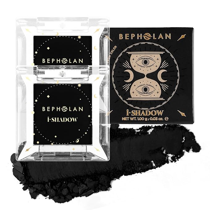 BEPHOLAN 2 Pcs Single Matte Black Eyeshadow Palette,Cake Eyeliner Powder Goth Makeup Eyeshadow, Black Gothic Vampire Blood Makeup,Black Rose