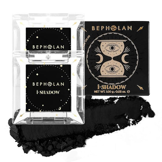 BEPHOLAN 2 Pcs Single Matte Black Eyeshadow Palette,Cake Eyeliner Powder Goth Makeup Eyeshadow, Black Gothic Vampire Blood Makeup,Black Rose