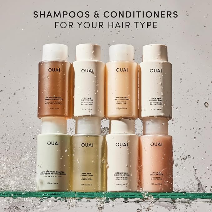 OUAI Medium Shampoo - Hydrating Shampoo with Coconut Oil, Babassu, Kumquat Extract and Keratin - Strengthens, Nourishes and Adds Shine - Paraben, Phthalate and Sulfate Free Hair Care Products (10 Oz)