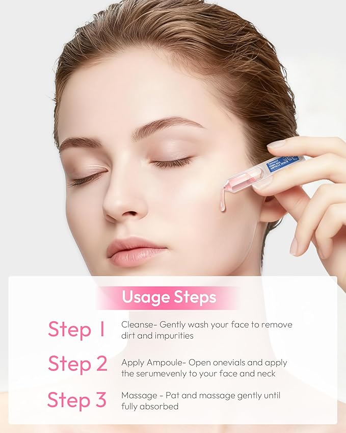 Salmon DNA PDRN Anti-Aging Serum, PDRN Intensive Ampoule, Pre-makeup Skincare, Collagen, Glutathione, Niacinamide & Hyaluronic Acids, Ultra Hydrating Serum, Improves Skin Radiance, 0.05 fl.oz x 30e